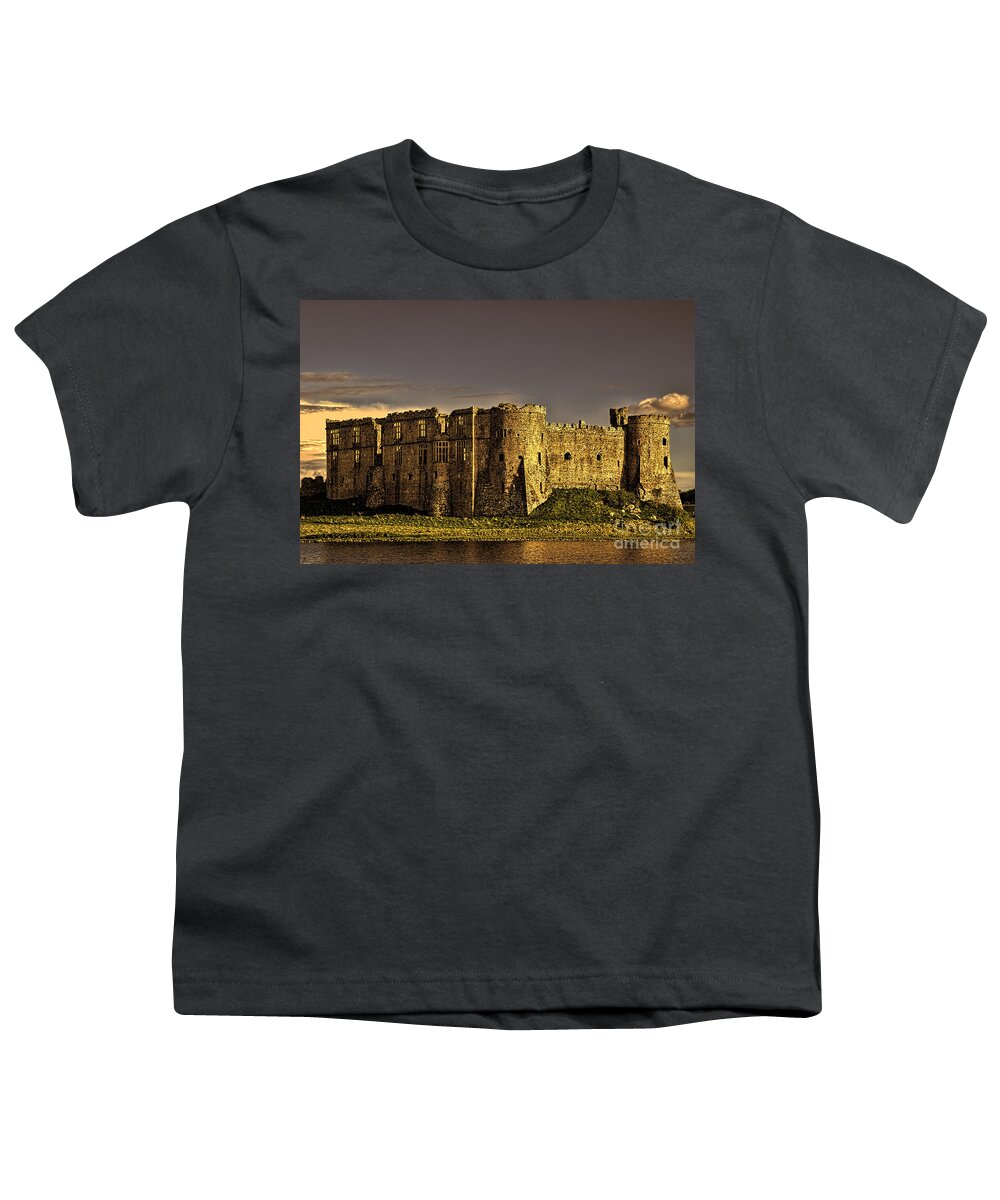 Carew Castle Youth T-Shirt featuring the photograph Carew Castle Sunset 2 #1 by Steve Purnell