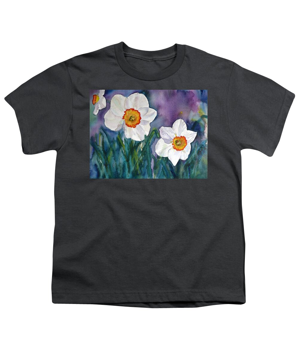  Fine Art Youth T-Shirt featuring the painting Daffodil Dream #1 by Anna Ruzsan