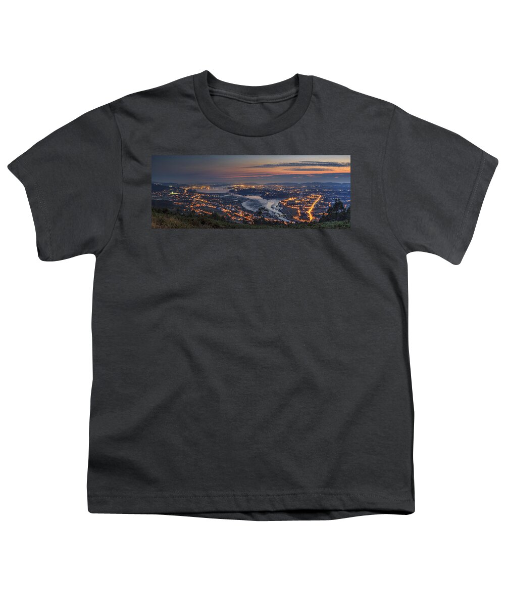 Ancos Youth T-Shirt featuring the photograph Ferrol's Ria Panorama from Mount Ancos Galicia Spain #1 by Pablo Avanzini