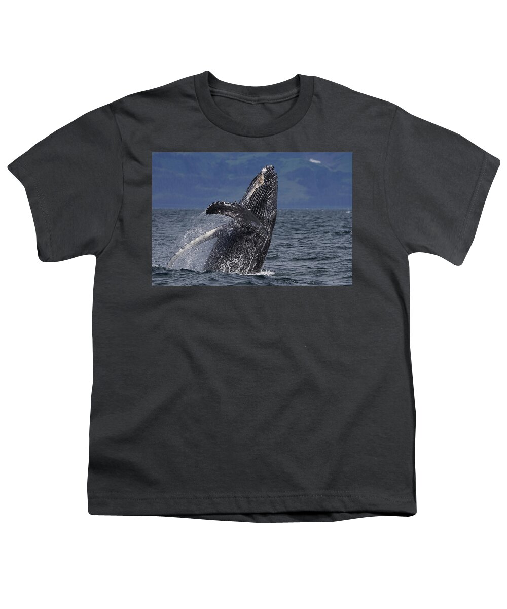 Hiroya Minakuchi Youth T-Shirt featuring the photograph Humpback Whale Breaching Prince William #1 by Hiroya Minakuchi