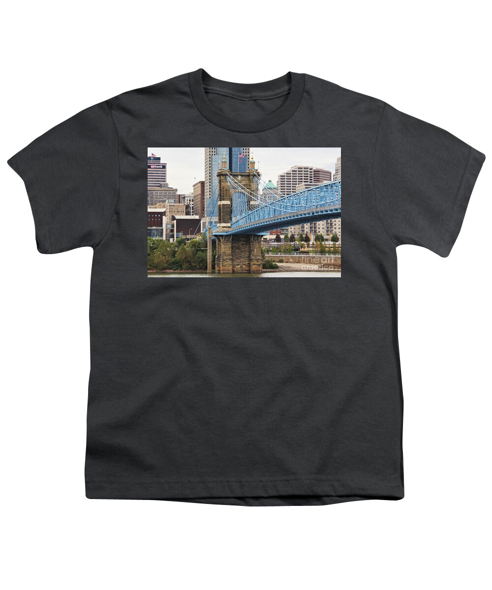 Roebling Bridge Youth T-Shirt featuring the photograph John Roebling Bridge 1867 by Jack Schultz