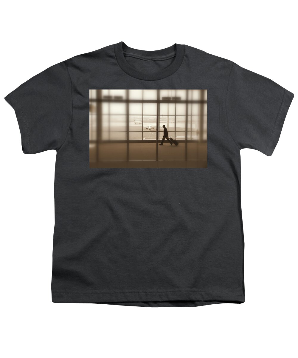 Lone Youth T-Shirt featuring the photograph Lone Traveler #3 by Valentino Visentini