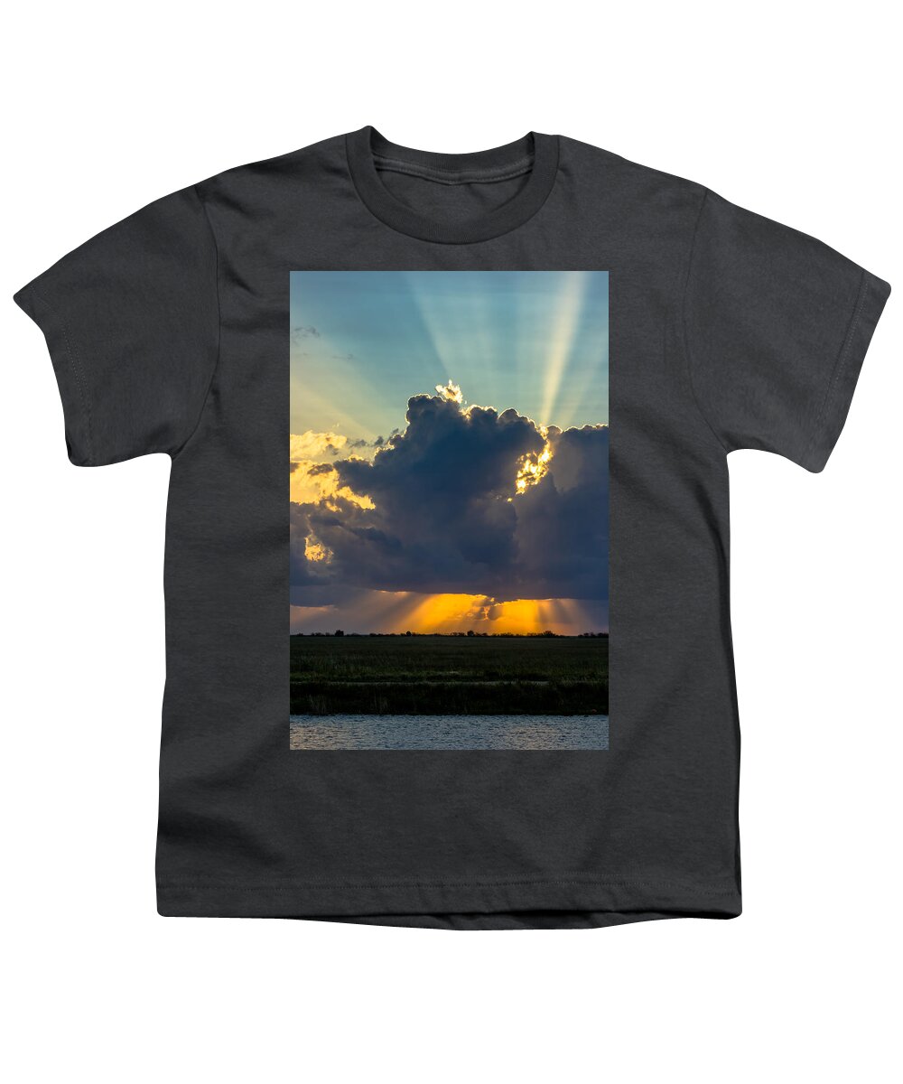 Blue Sky Youth T-Shirt featuring the photograph Rays From the Clouds #1 by Ed Gleichman