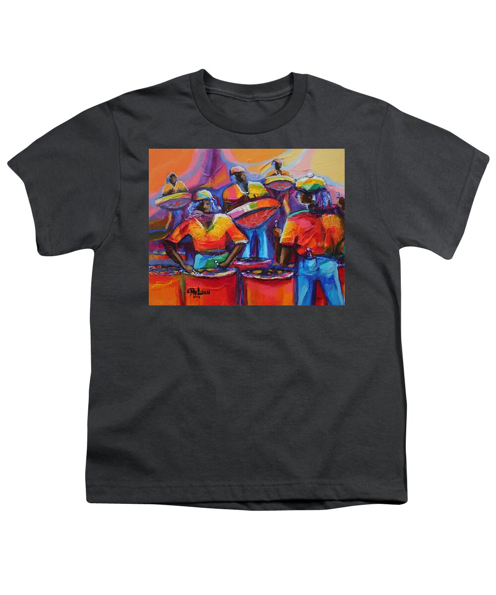Abstract Youth T-Shirt featuring the painting Steel Pan #2 by Cynthia McLean