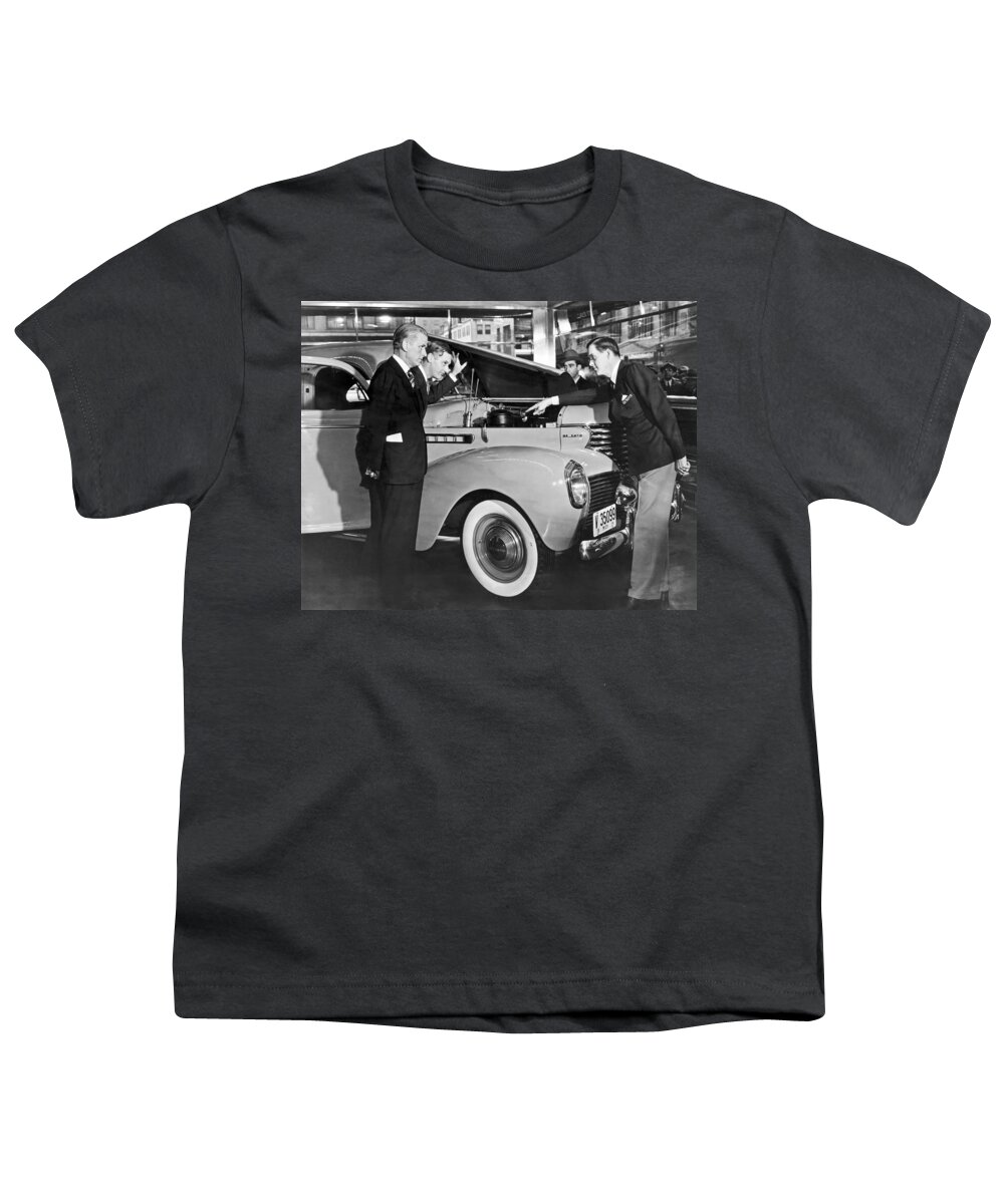 1035-161 Youth T-Shirt featuring the photograph The Talking De Soto #1 by Underwood Archives