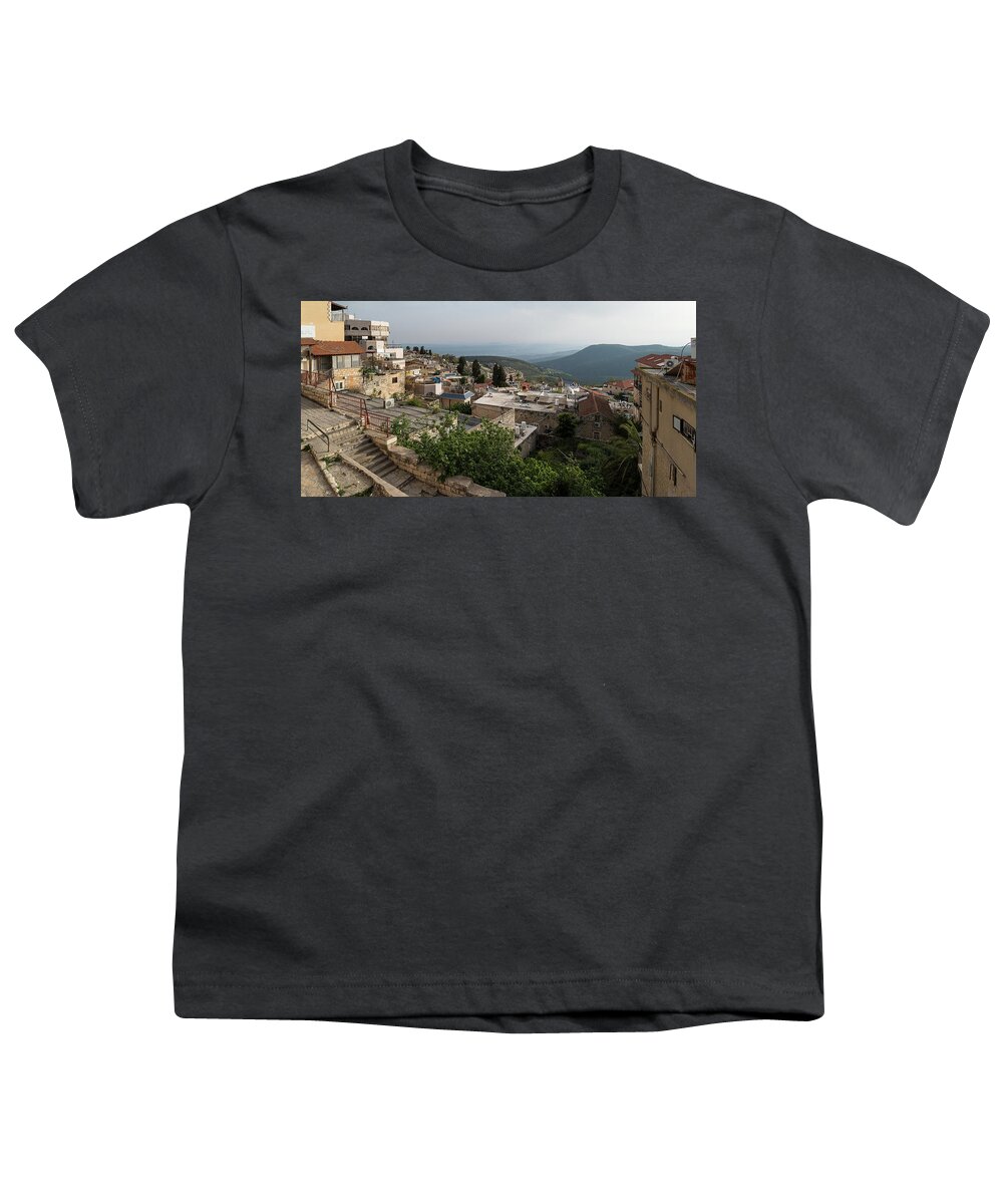 Photography Youth T-Shirt featuring the photograph View Of Houses In A City, Safed Zfat #1 by Panoramic Images