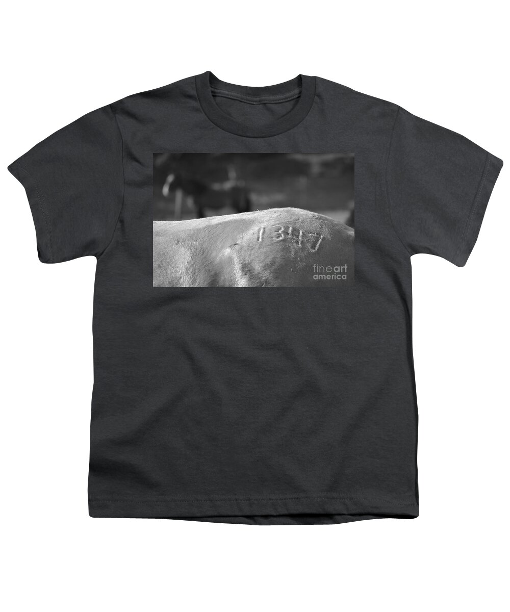 Rtf Ranch Youth T-Shirt featuring the photograph 1347 Mustang Black and White by Heather Kirk