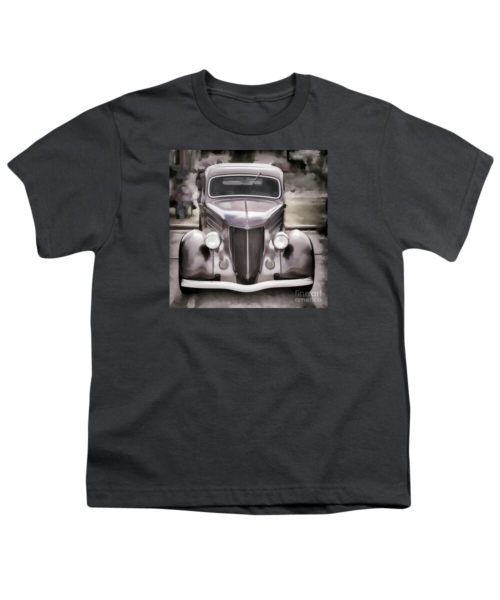 1936 Ford; 1936 Ford Automobile; Ford; Roadster Youth T-Shirt featuring the painting 1936 Ford Roadster Classic Car or Automobile Painting in Color 3120.02 by M K Miller