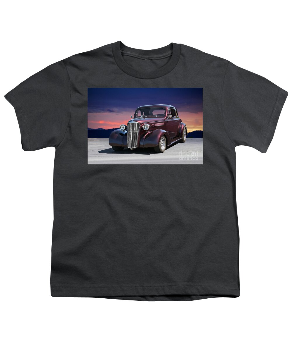 Coupe Youth T-Shirt featuring the photograph 1937 Chevy 'Black Cherry' Coupe by Dave Koontz
