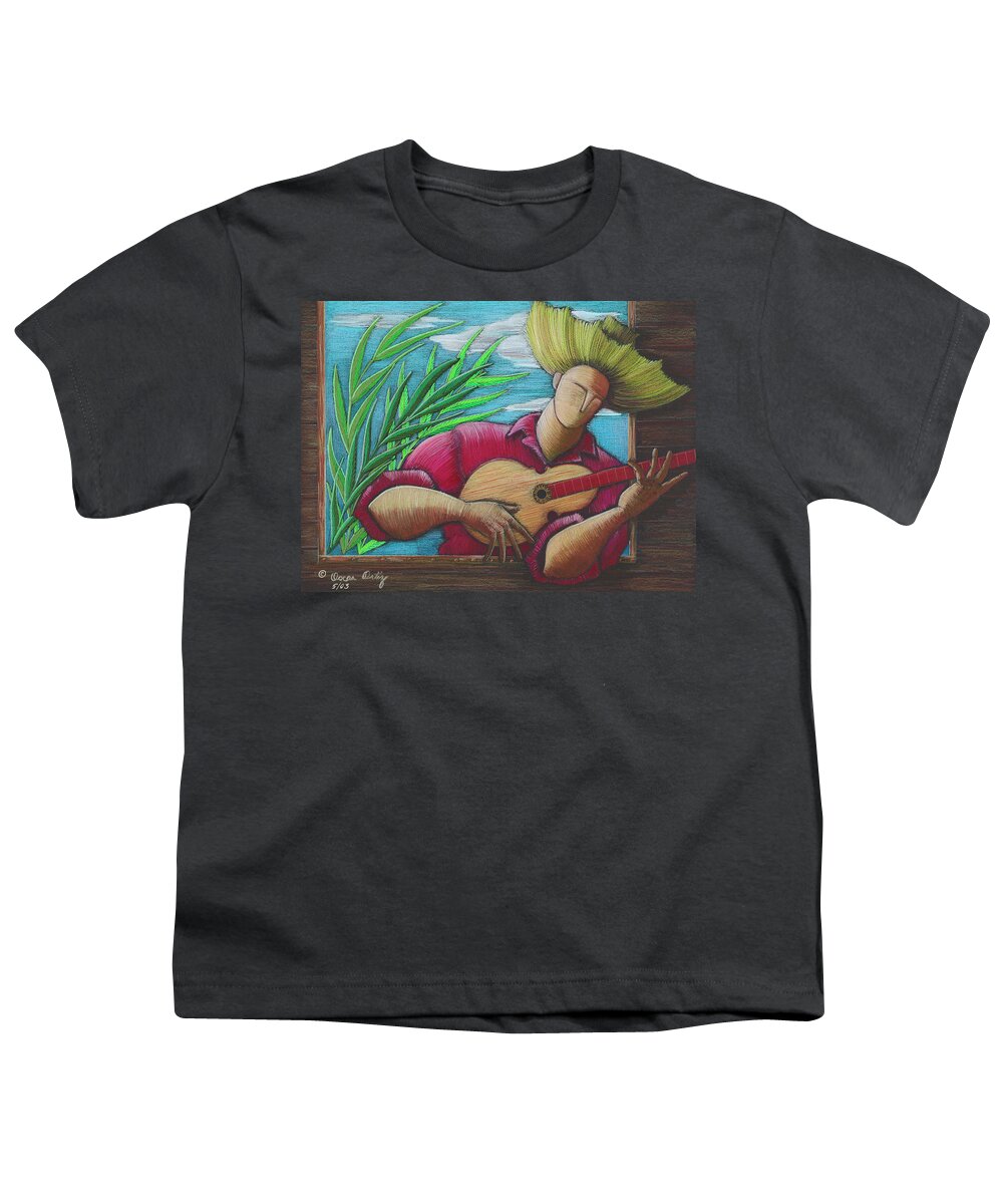 Puerto Rico Youth T-Shirt featuring the painting Cancion para mi tierra by Oscar Ortiz