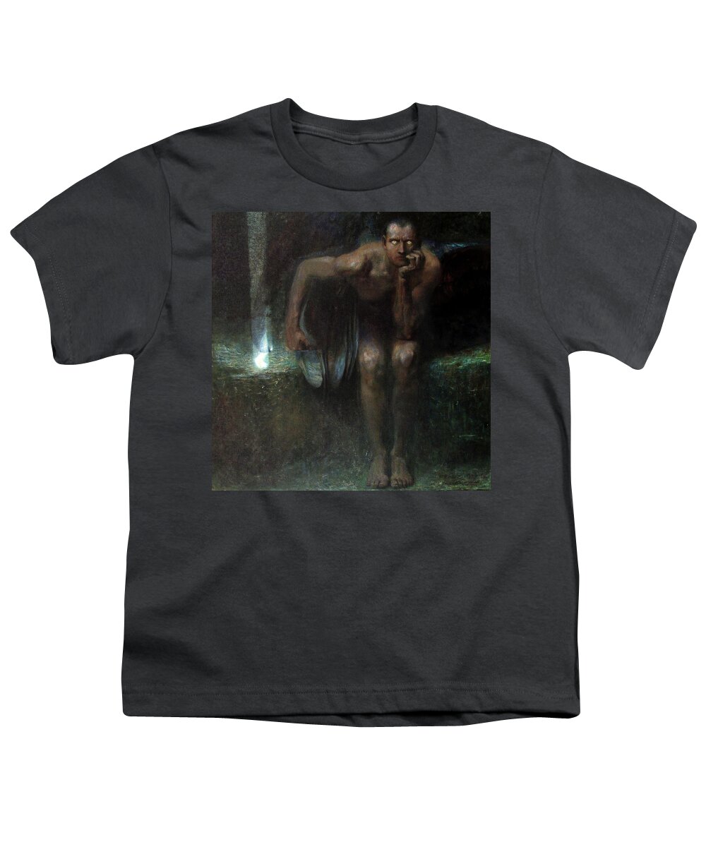 Symbolism Youth T-Shirt featuring the painting Lucifer #5 by Franz von Stuck