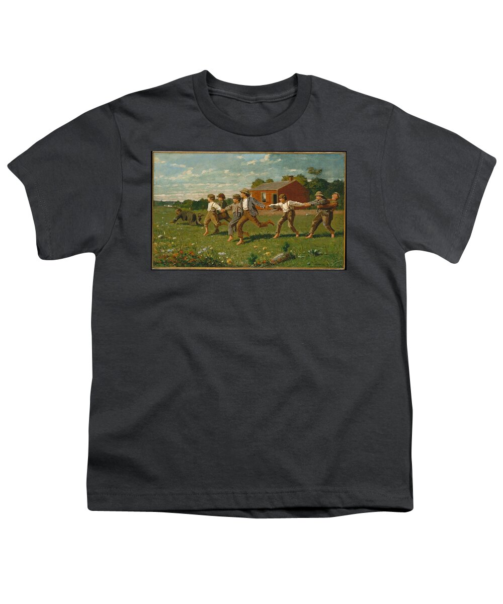 Winslow Homer Youth T-Shirt featuring the painting Snap the Whip #12 by Winslow Homer