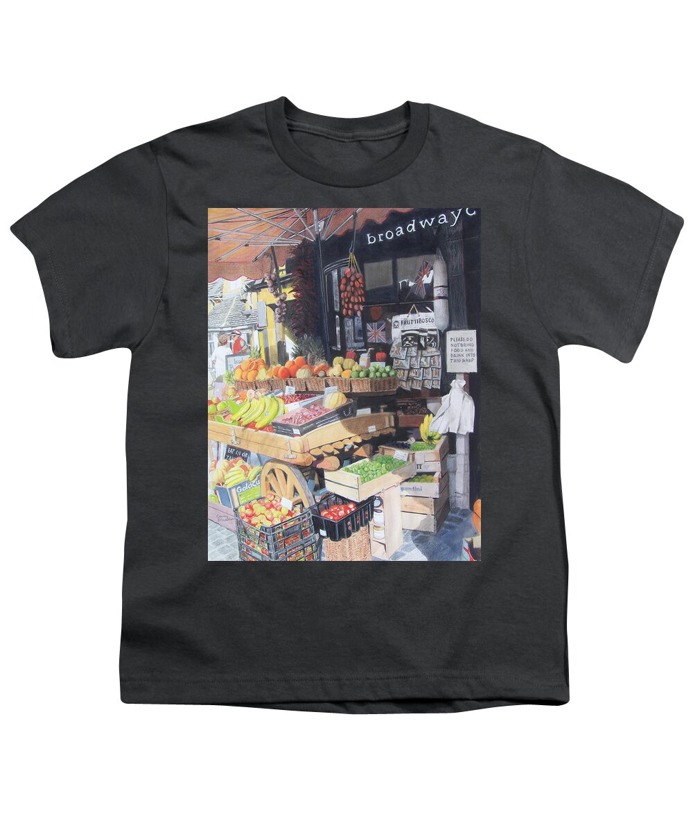 Cotswolds Youth T-Shirt featuring the mixed media Cotswold Deli by Constance Drescher