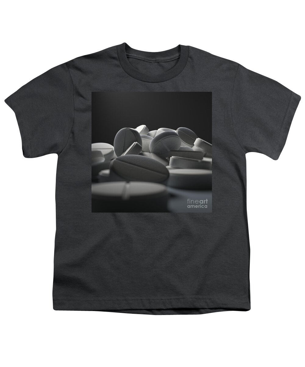 3d Visualisation Youth T-Shirt featuring the photograph Aspirin Tablets #4 by Science Picture Co