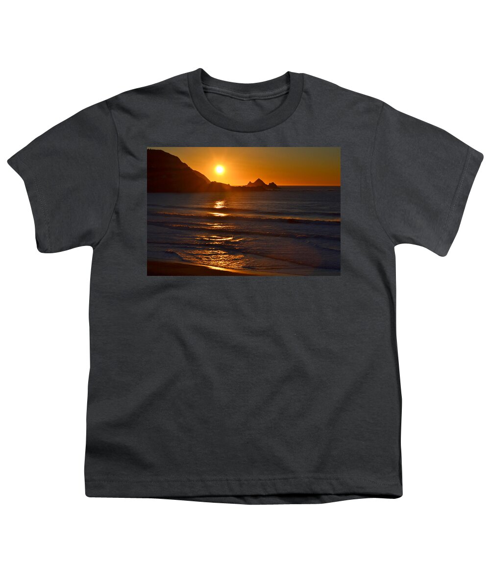 Pacifica Youth T-Shirt featuring the photograph Linda Mar Beach at Sunset #4 by Dean Ferreira