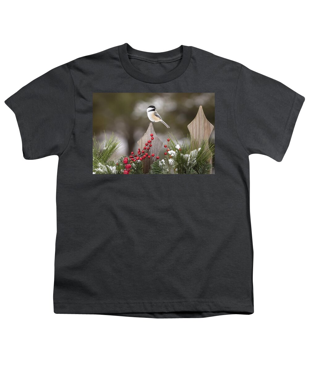 Adult Youth T-Shirt featuring the photograph Black-capped Chickadee #6 by Linda Arndt