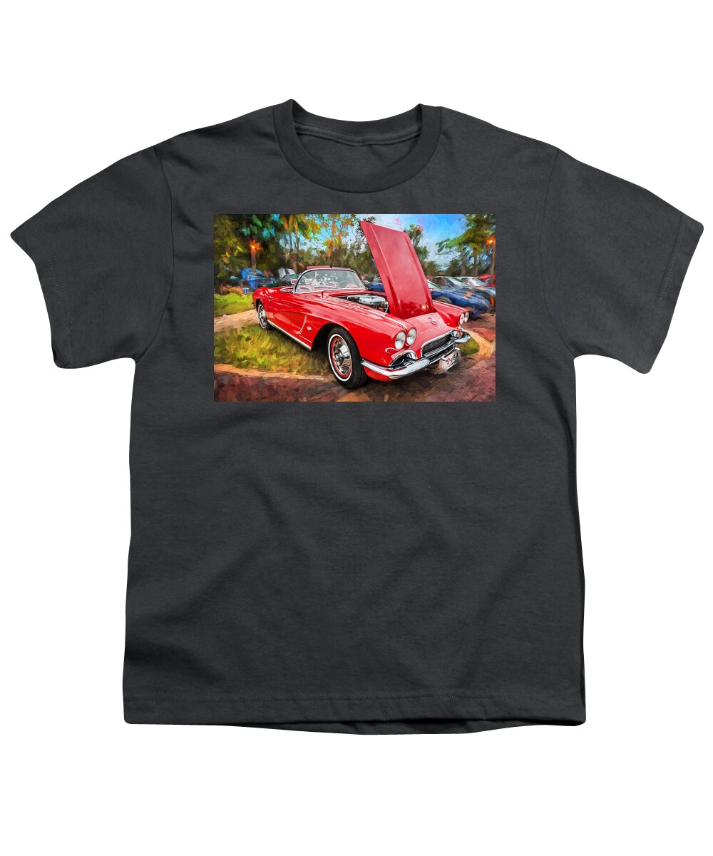 1962 Youth T-Shirt featuring the photograph 1962 Chevrolet Corvette Convertible Painted #9 by Rich Franco