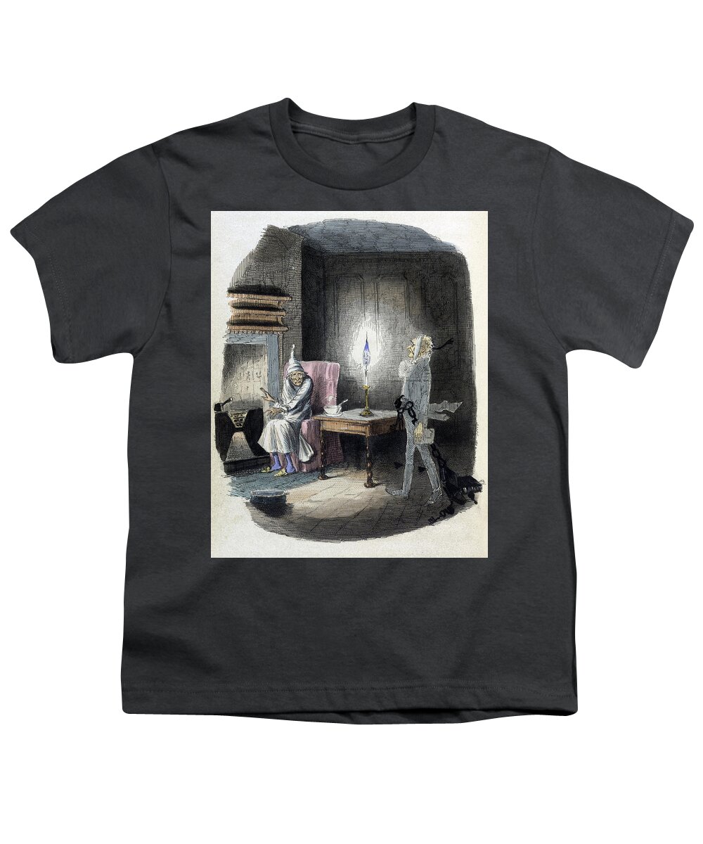 Literature Youth T-Shirt featuring the photograph A Christmas Carol, Marleys Ghost, 1843 by British Library