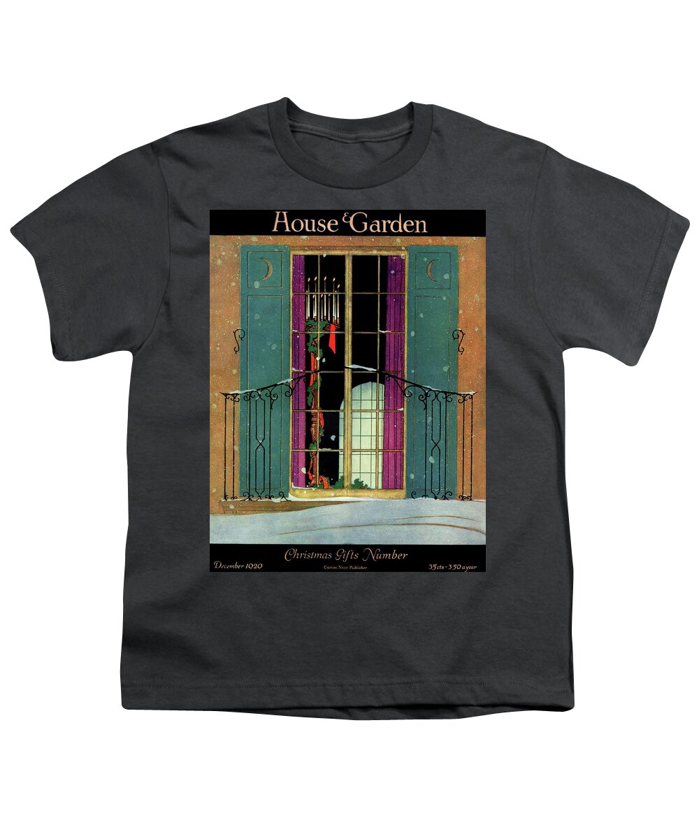 Illustration Youth T-Shirt featuring the photograph A House And Garden Cover Of A Christmas by Harry Richardson