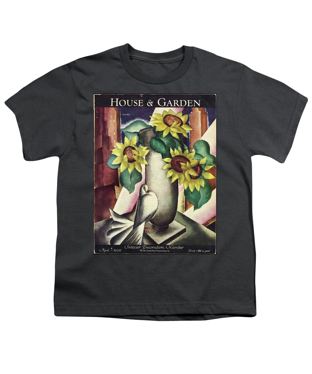 Illustration Youth T-Shirt featuring the photograph A House And Garden Cover Of Flowers And A Dove by Bradley Walker Tomlin