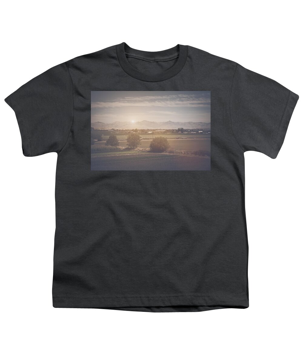 Green Youth T-Shirt featuring the photograph Agriculture Scene in Retro Instagram Style Filter by Brandon Bourdages