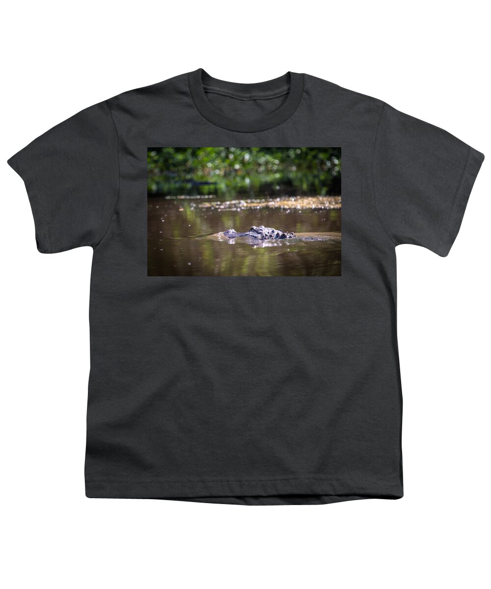 Alligator Youth T-Shirt featuring the photograph Alligator Swimming in Bayou 1 by Gregory Daley MPSA