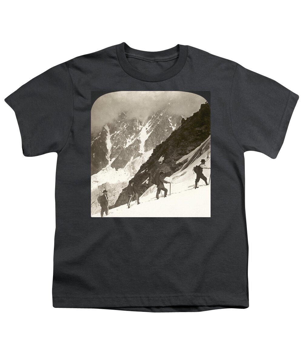 1908 Youth T-Shirt featuring the photograph Alpine Mountaineering, 1908 by Granger