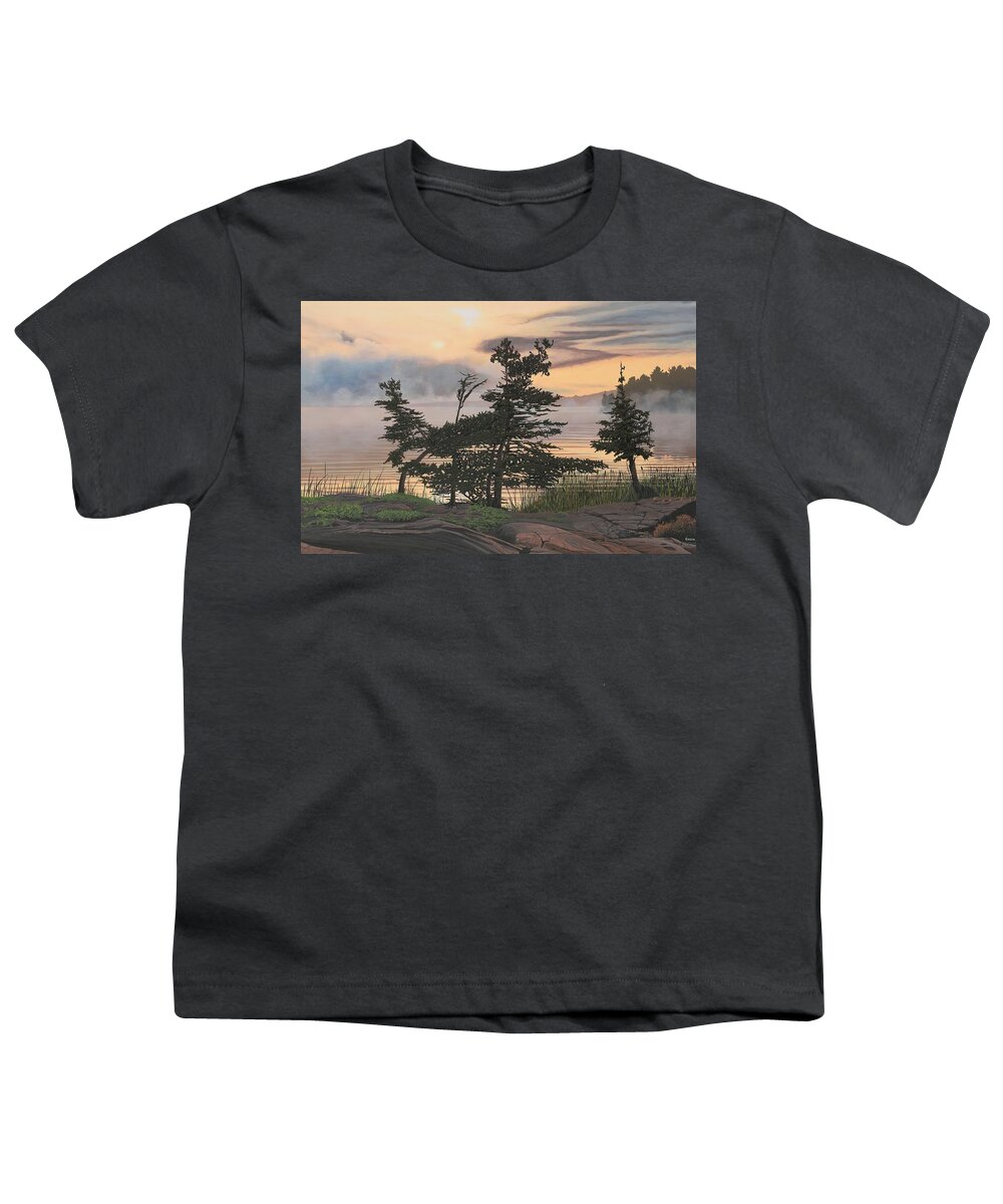 Landscape Youth T-Shirt featuring the painting Auburn Evening by Kenneth M Kirsch