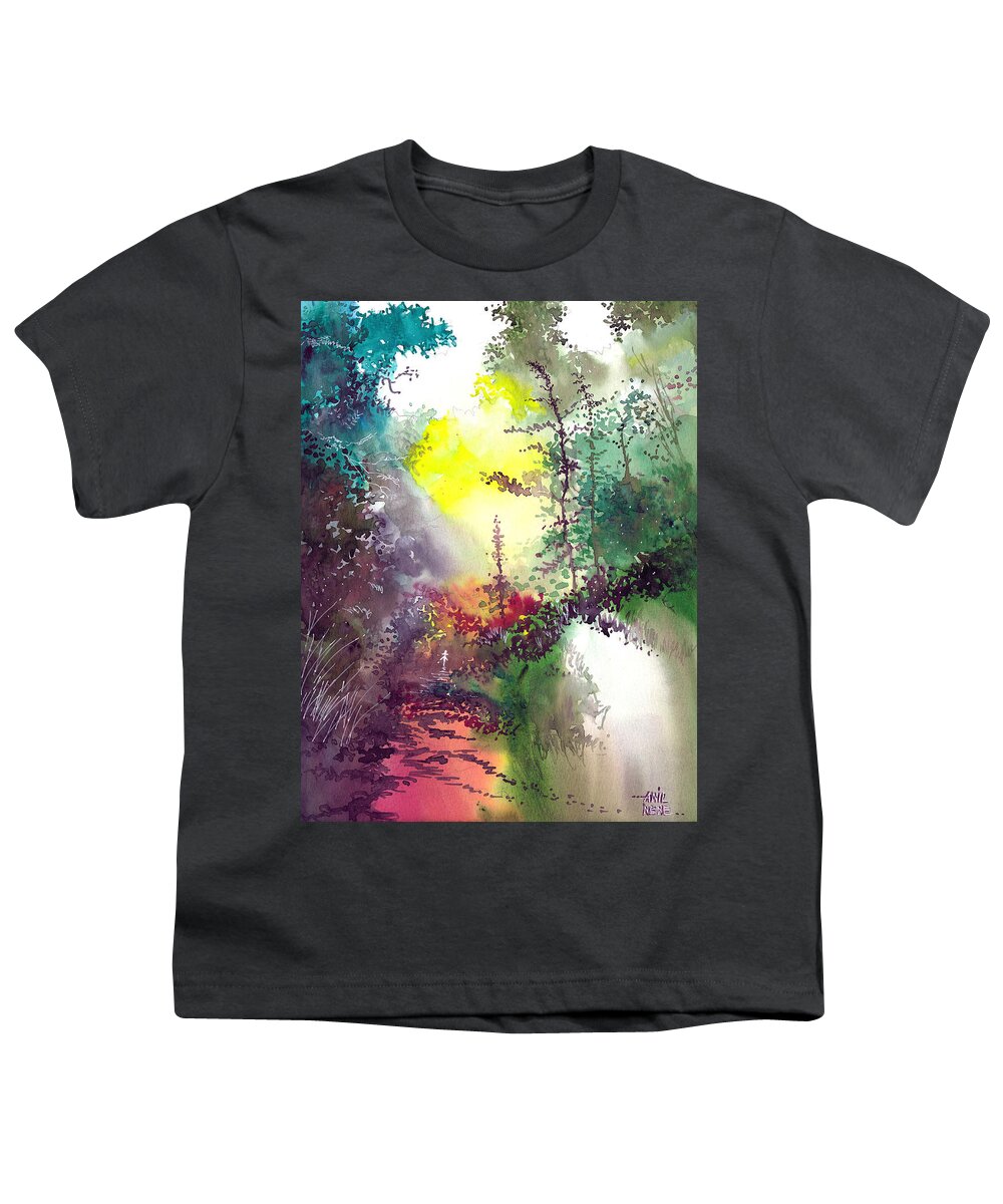 Nature Youth T-Shirt featuring the painting Back to Jungle by Anil Nene