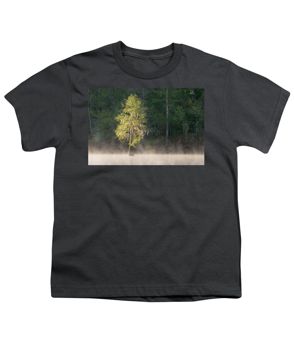 Air Plant Youth T-Shirt featuring the photograph Bald Cypress On Foggy Morning by Jeffrey Lepore