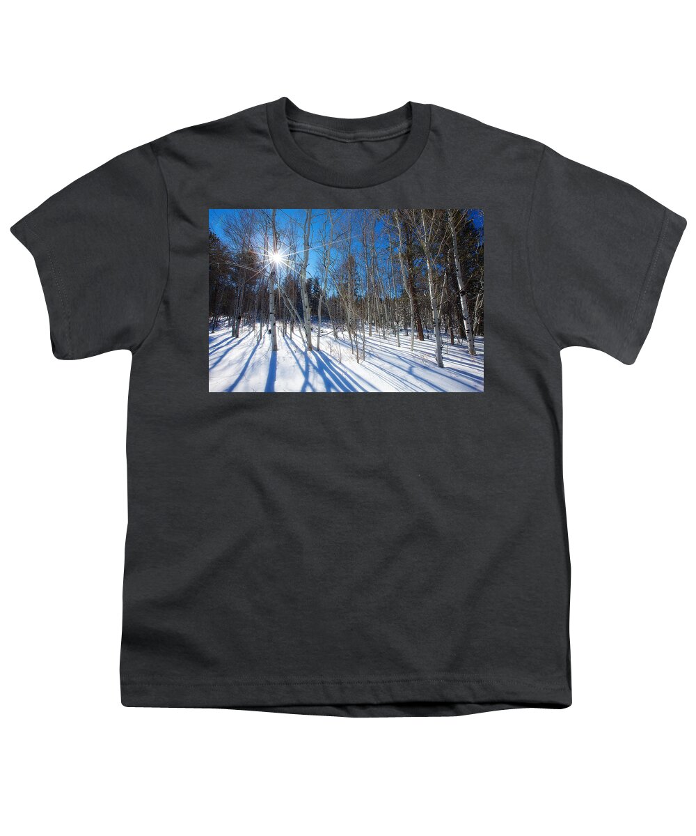 Winter Youth T-Shirt featuring the photograph Bare Aspens by Darren White