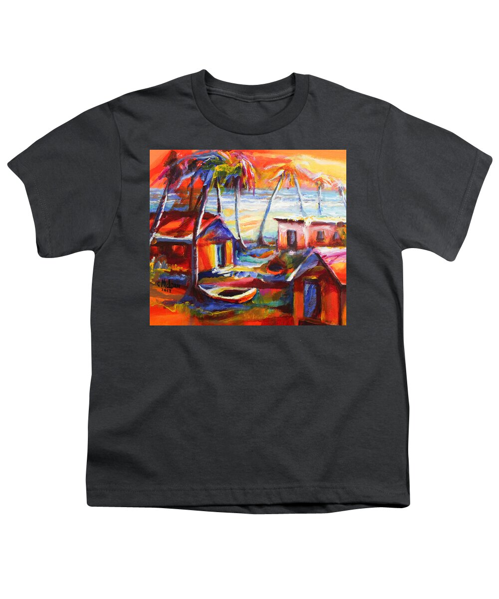 Abstract Youth T-Shirt featuring the painting Beach House II by Cynthia McLean
