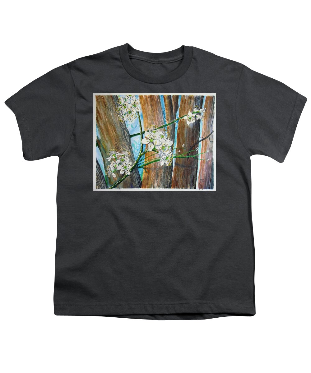 Cleveland Pear Youth T-Shirt featuring the painting Blooms of the Cleaveland Pear by Nicole Angell