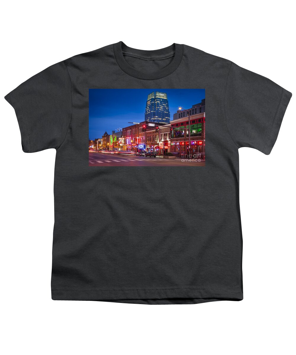 Nashville Youth T-Shirt featuring the photograph Broadway Street Nashville by Brian Jannsen