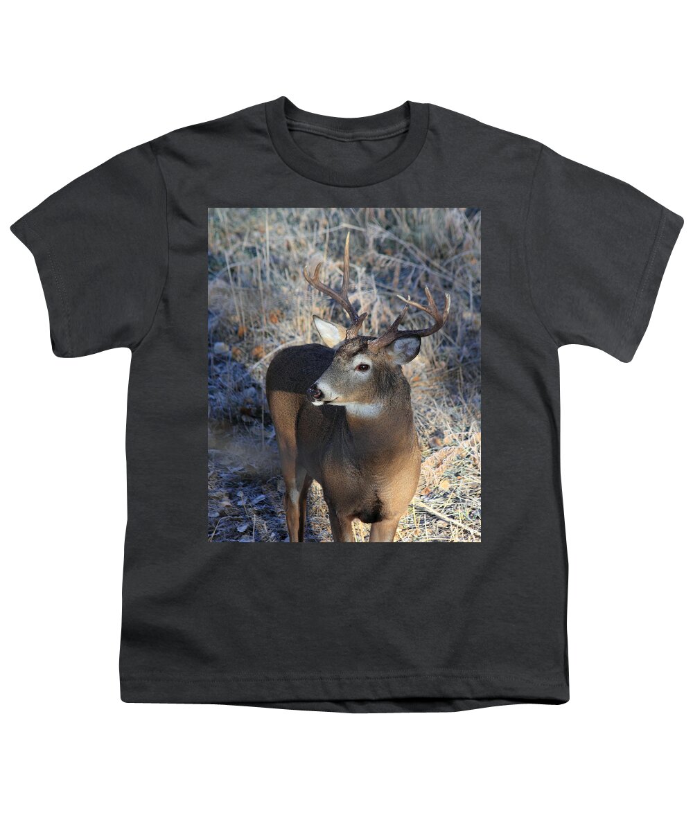 Buck Youth T-Shirt featuring the photograph Busted Antlers by Shane Bechler