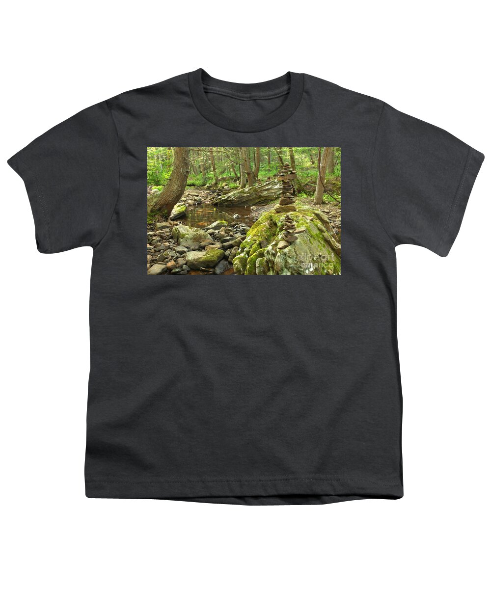 Seven Tubs Youth T-Shirt featuring the photograph Cairns Along The Creek by Adam Jewell