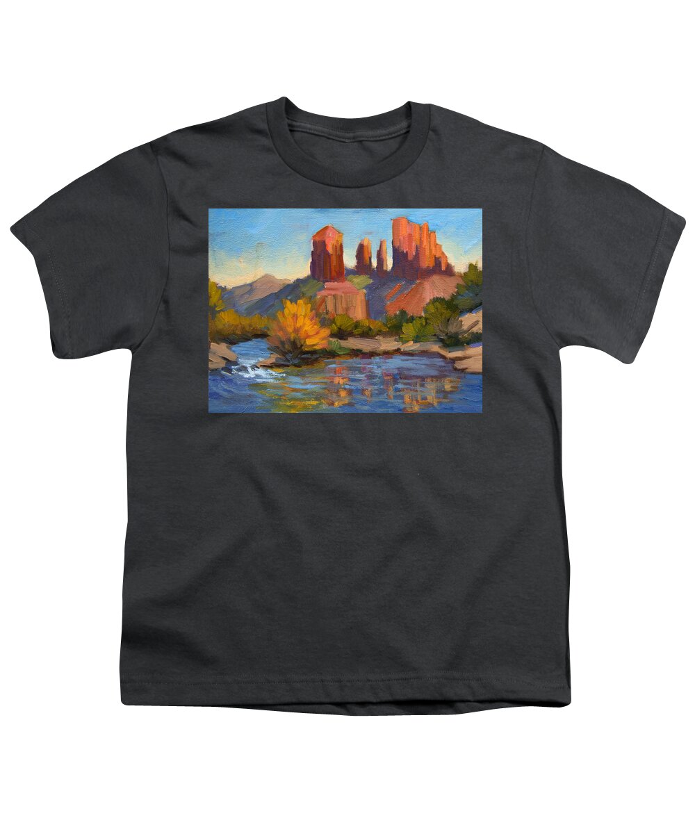 Cathedral Rock Youth T-Shirt featuring the painting Cathedral Rock 2 by Diane McClary