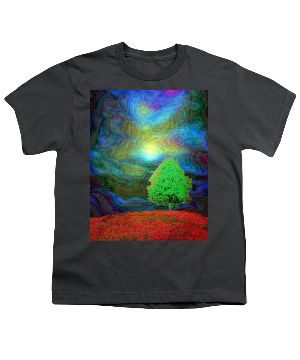 Tree Youth T-Shirt featuring the painting Change of seasons - Summer night in Enamel by Lilia D