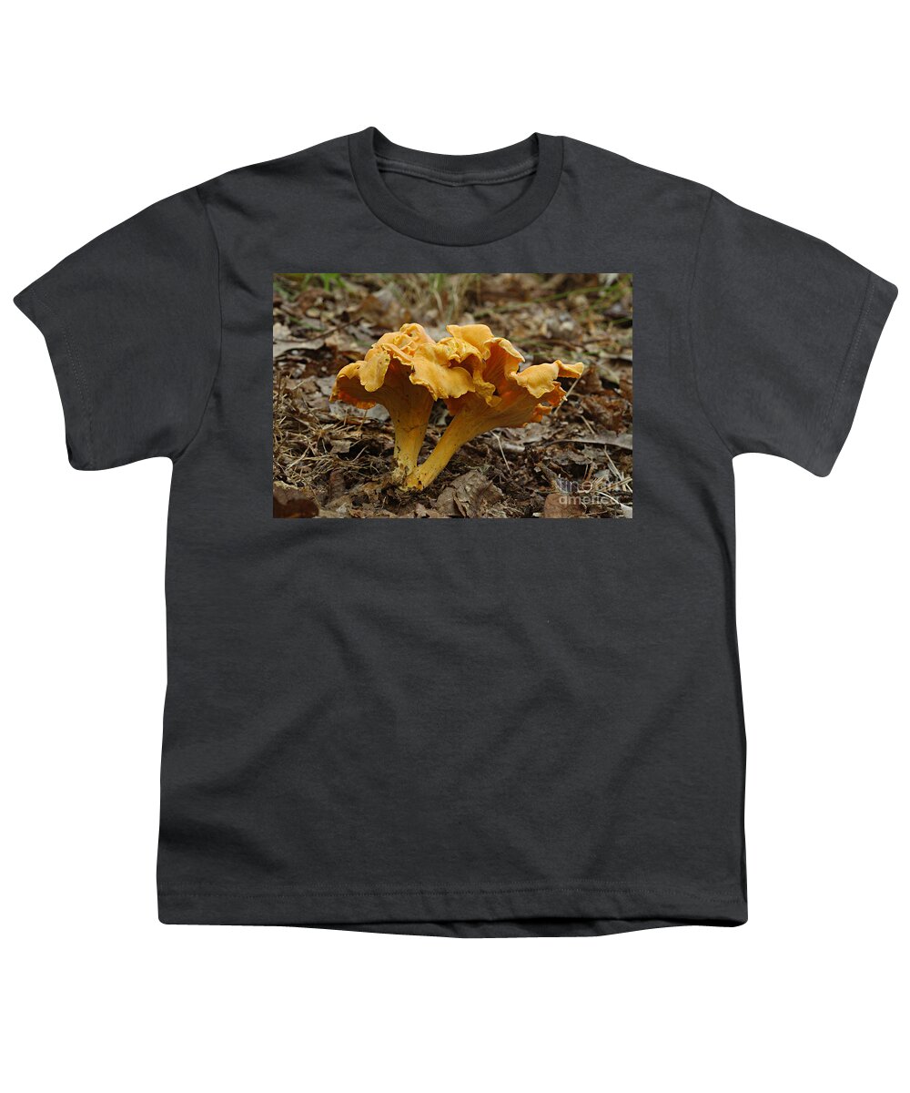 Nature Youth T-Shirt featuring the photograph Chanterelle Mushroom Cantharellus by Susan Leavines