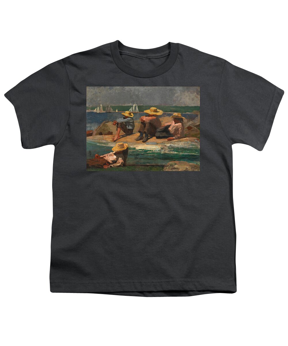Winslow Homer Youth T-Shirt featuring the painting Children on the Beach by Winslow Homer