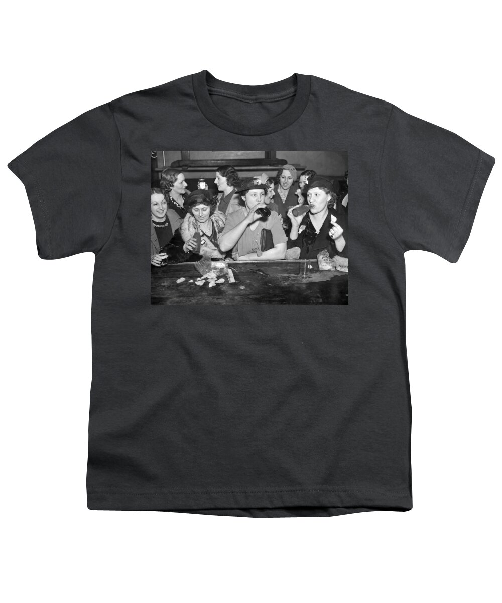 1937 Youth T-Shirt featuring the photograph C.I.O. Victory Party by Underwood Archives