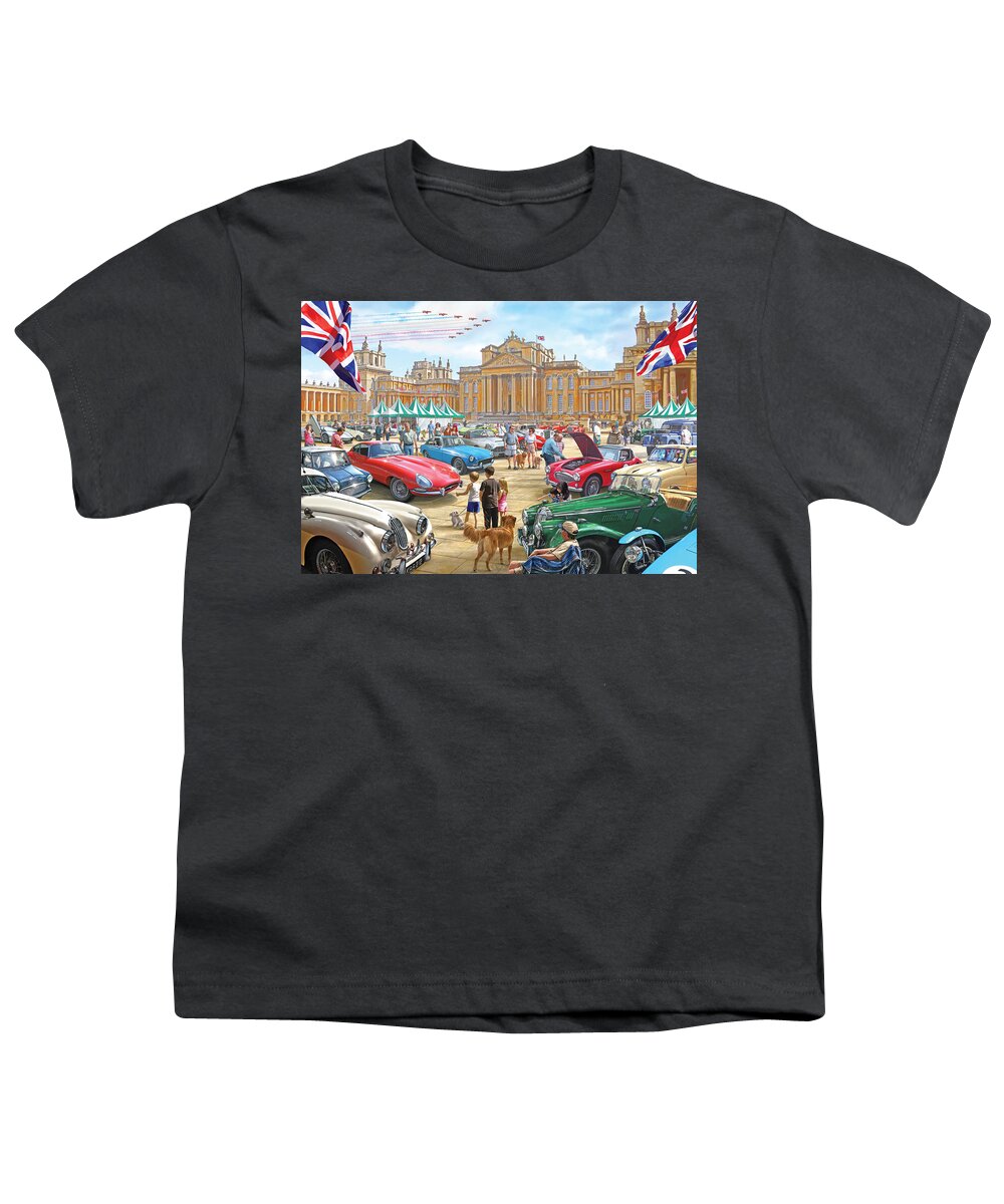 Car Show Youth T-Shirt featuring the painting Classic Car Show at Blenheim 2015 by MGL Meiklejohn Graphics Licensing