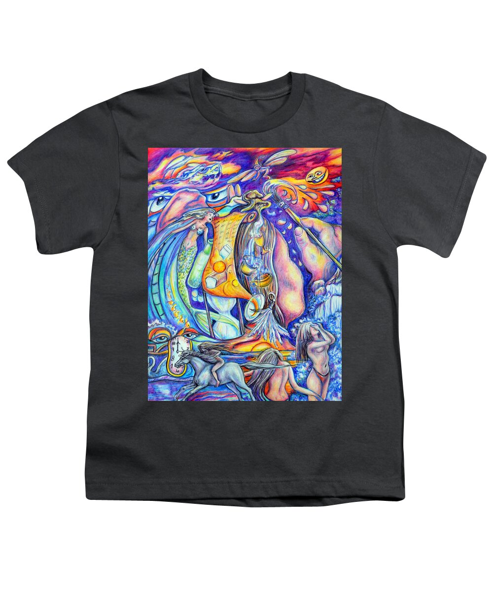 Abstract Color Mind Mermaid Fairy Youth T-Shirt featuring the painting Clutter by Gail Butler