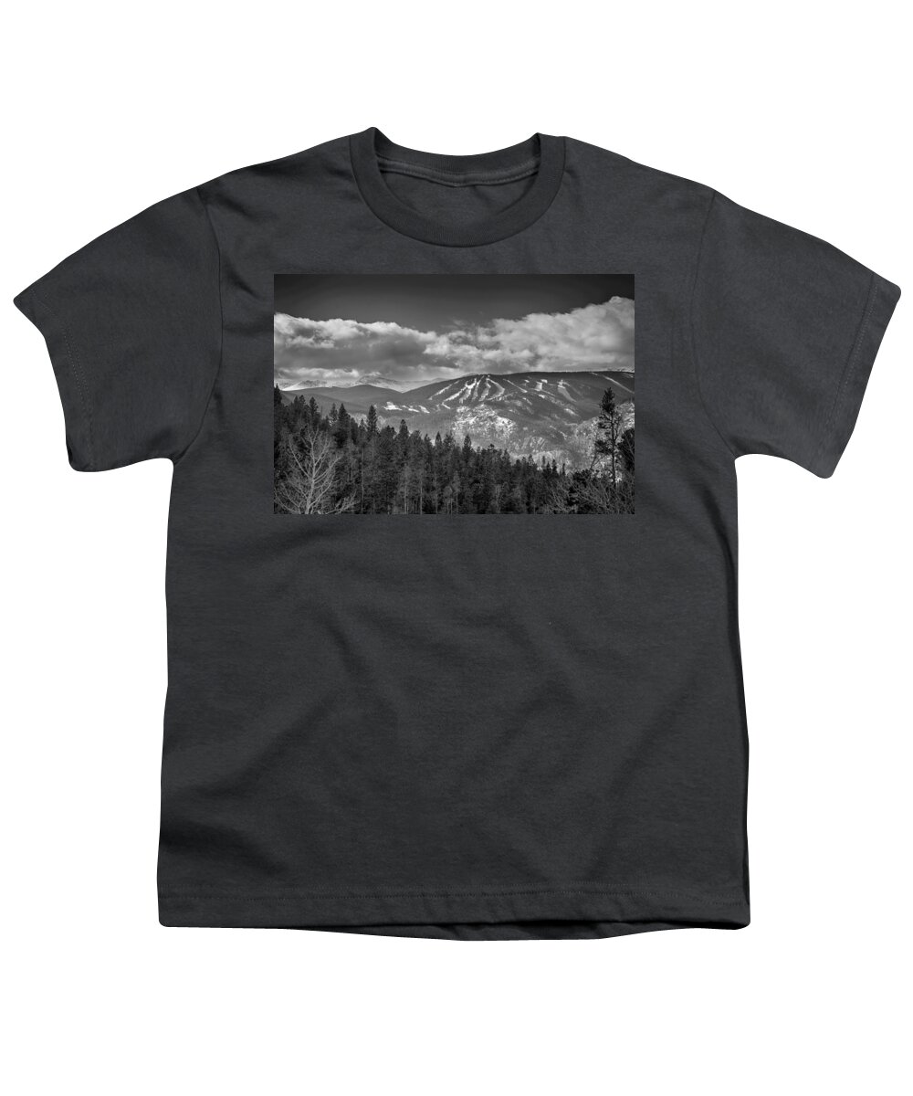 Ski Youth T-Shirt featuring the photograph Colorado Ski Slopes In Black and White by James BO Insogna