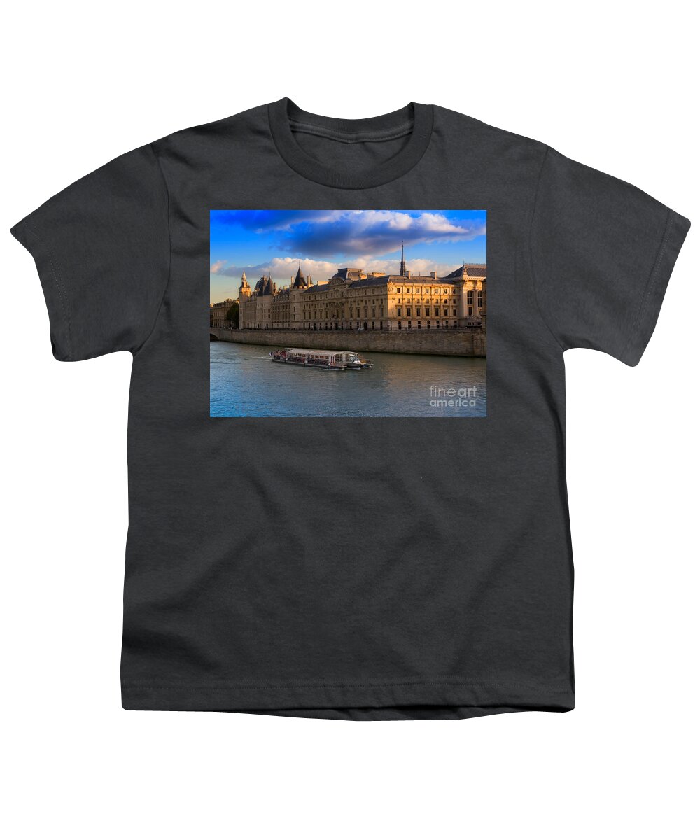 Conciergerie Youth T-Shirt featuring the photograph Conciergerie and the Seine River Paris by Louise Heusinkveld