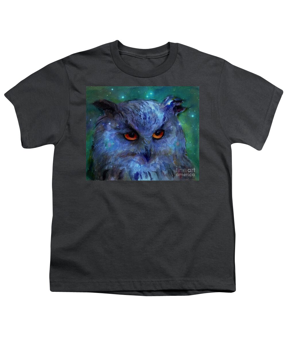 Owl Youth T-Shirt featuring the painting Cosmic Owl painting by Svetlana Novikova