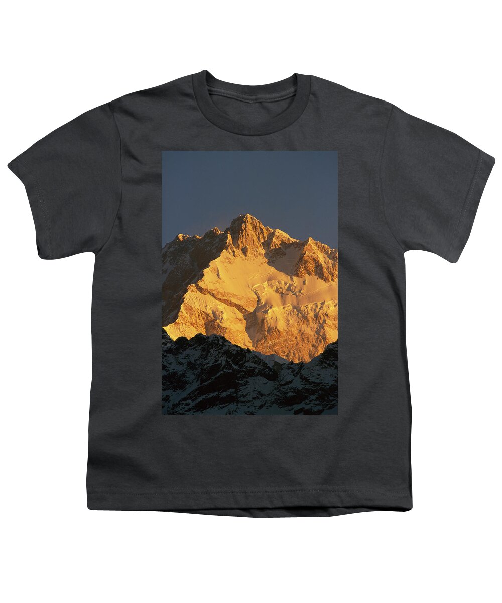 Hh Youth T-Shirt featuring the photograph Dawn On Kangchenjunga Talung Face by Colin Monteath