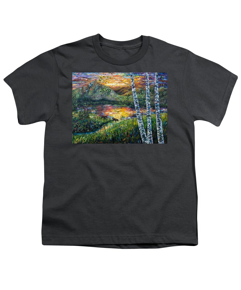 Palette Knife Art Youth T-Shirt featuring the painting Dawn's early light by O Lena