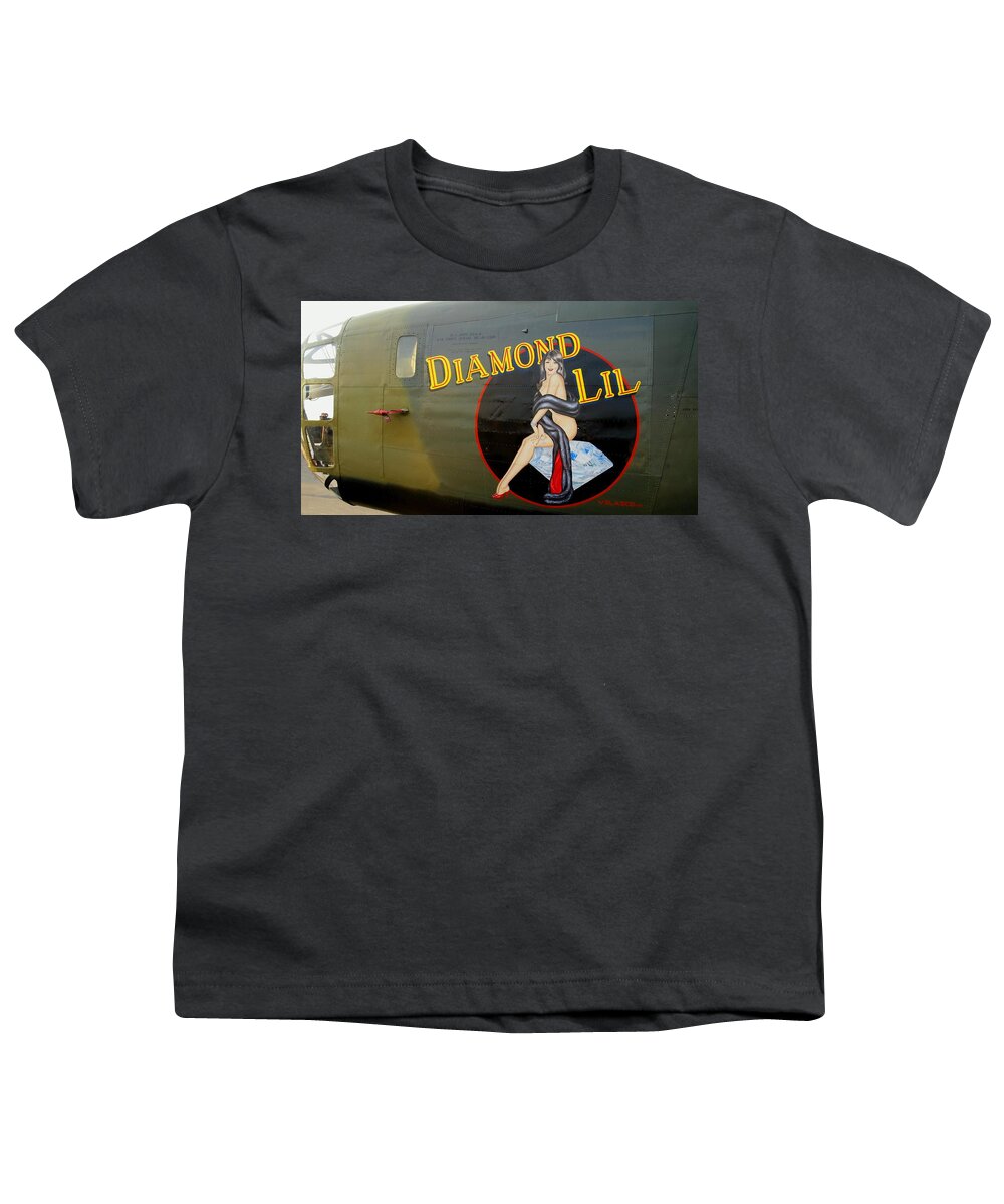 Aircraft Youth T-Shirt featuring the photograph Diamond Lil B-24 Bomber by Amy McDaniel
