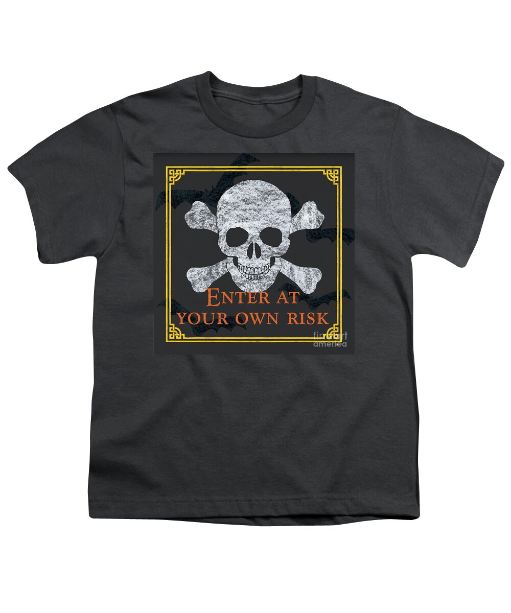 Halloween Youth T-Shirt featuring the painting Enter at Your Own Risk by Debbie DeWitt